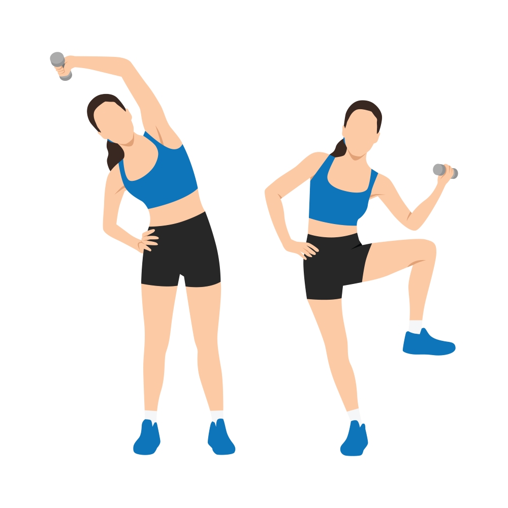 Illustration of a woman exercising with weights.