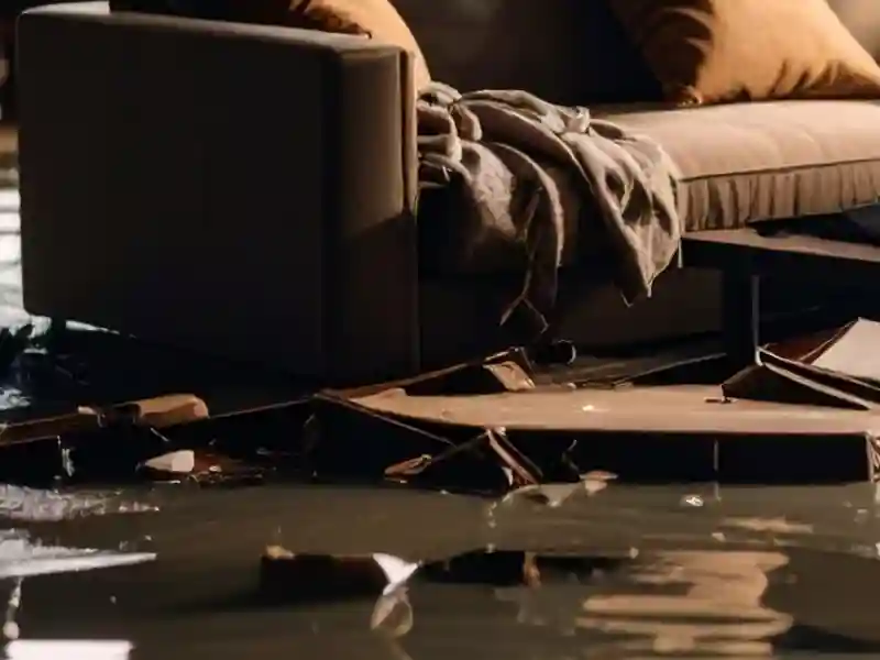 Flooded living room.