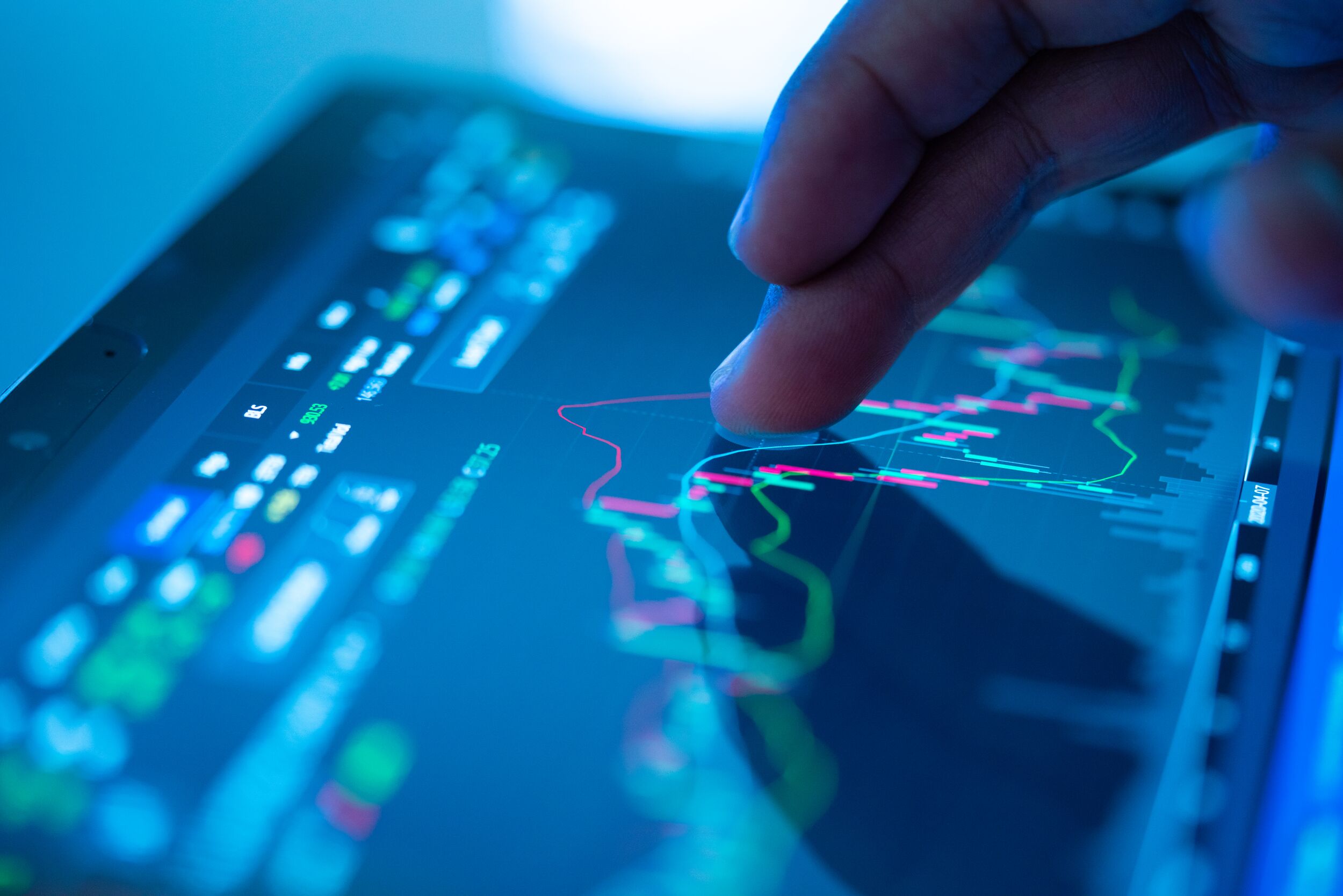 Businessman checking stock market data.