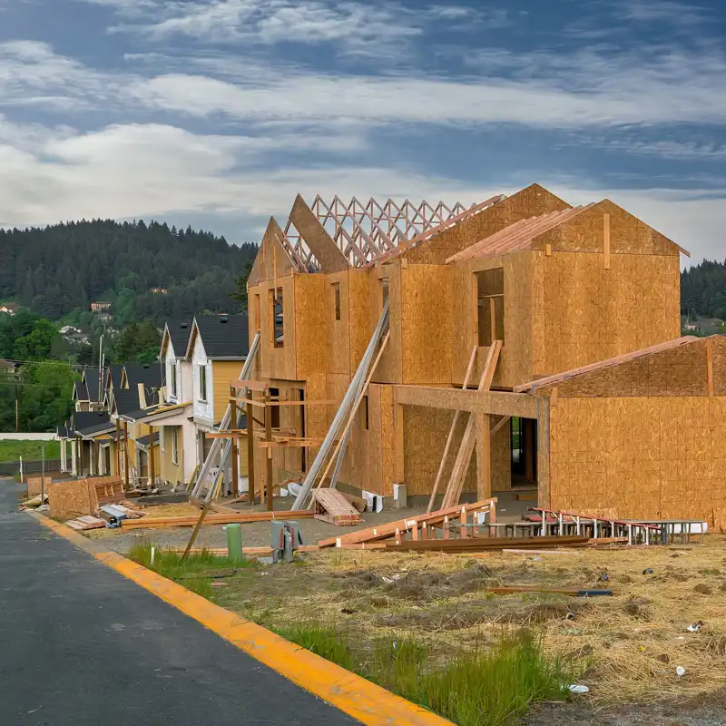 New home construction in a suburban subdivision.